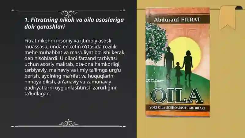 A.Fitratning "oila asaridagi" oila qurish tartiblari va farzand tarbiyasiga oid g'oyalar 3