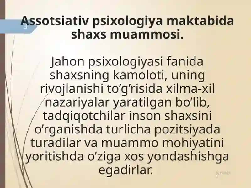 Chеt el psiхоlоgiyasida shaxs nazariyalari Taqdimot uchun 3
