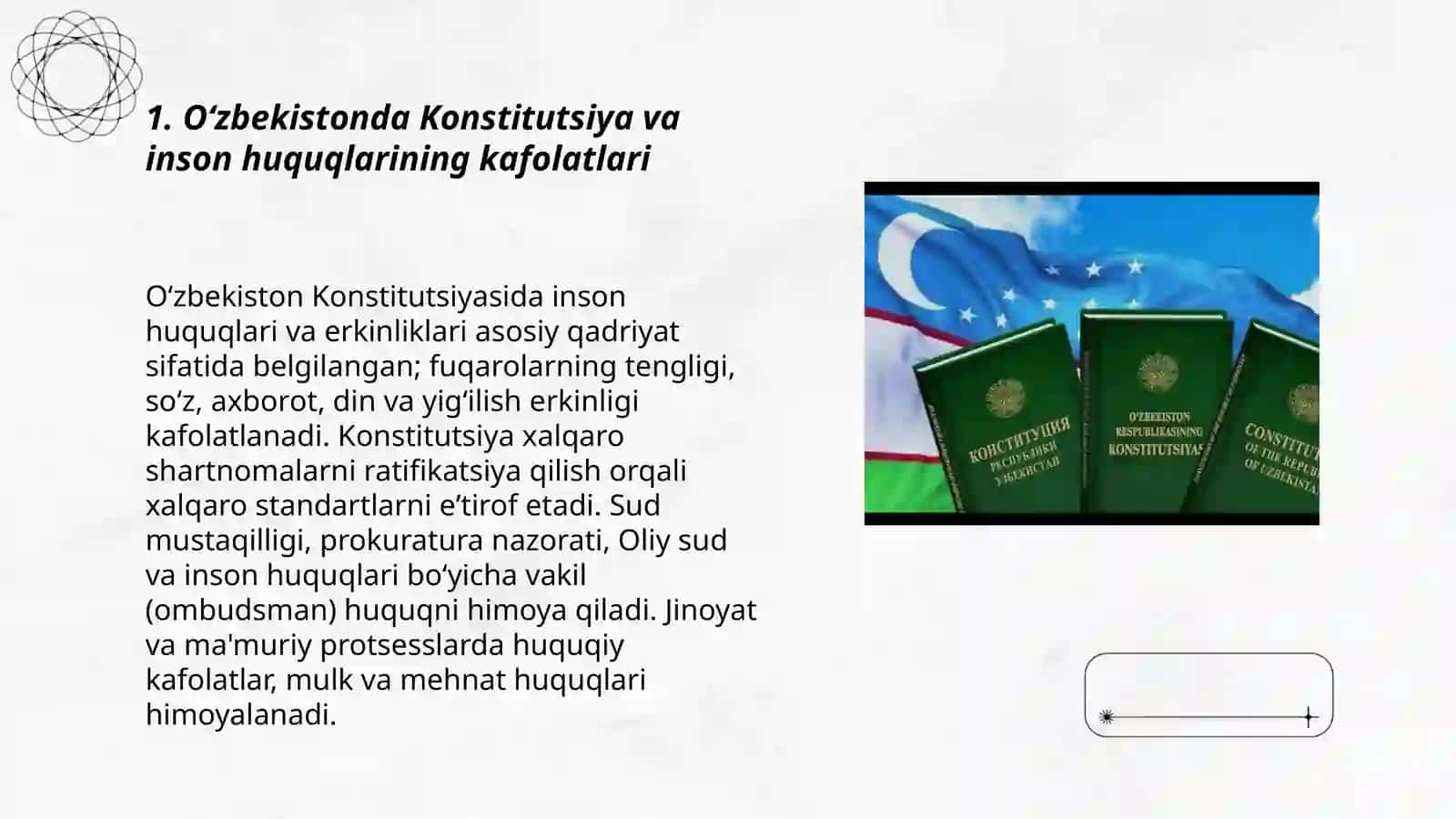 OʻZBEKISTONda inson huquqlari erkinliklarini taʼminlash 3