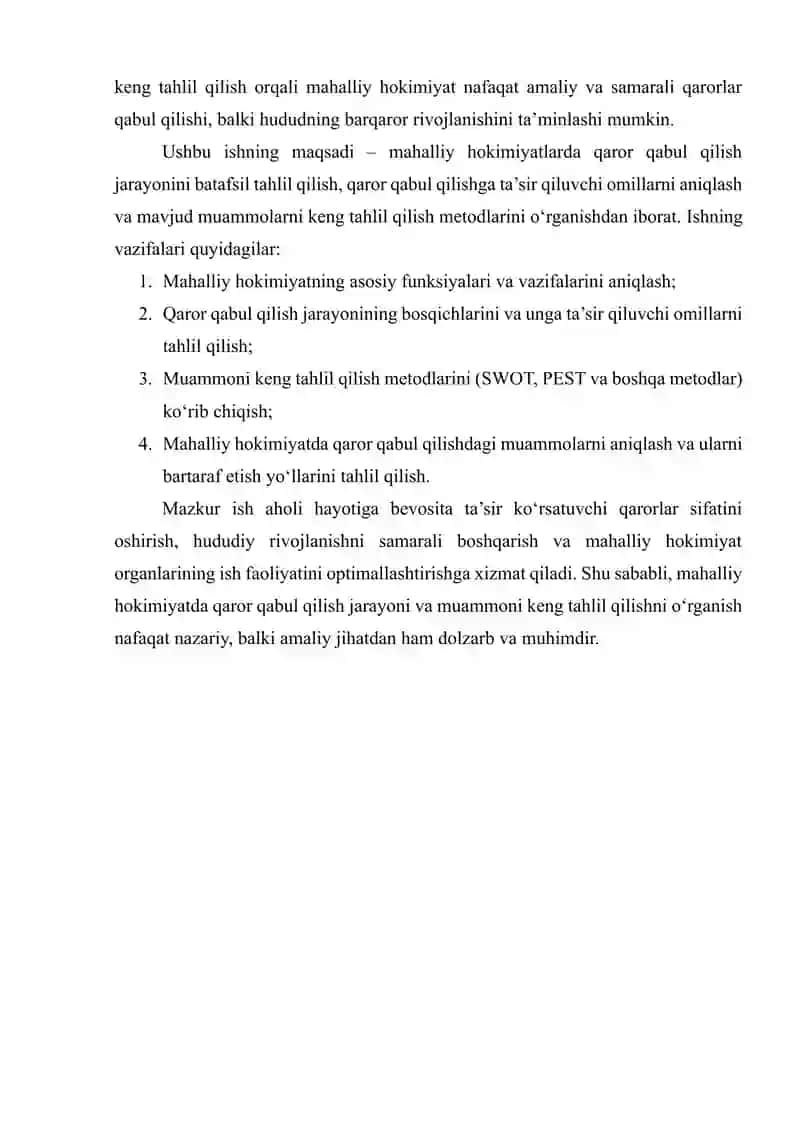 Mahalliy hokimiyatda Qaror Qabul Qilish Jarayoni va Muammoni Keng Tahlil Qilish 3