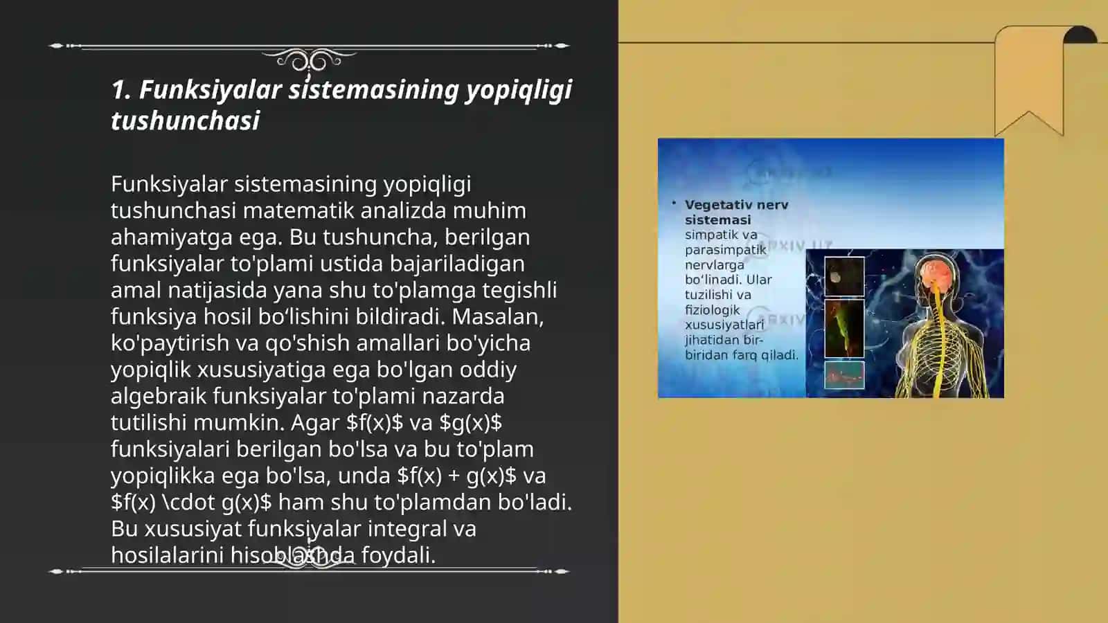 Funksiyalar sistemasining yopiq ligini tahlil qilish Post teoremasining tatbiqini o'rganish Namunaviy Misol va masala hamda uning yechimi Amaliy topshiriqlar Sattarova Dildora 3