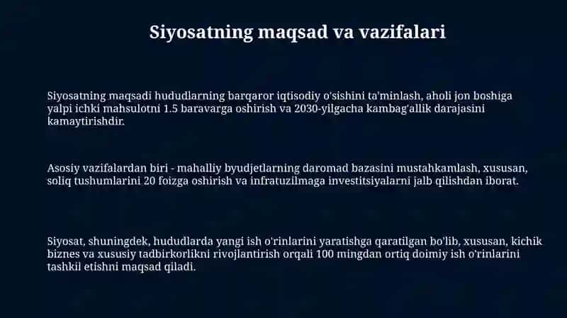 Hududlarni iqtisodiy rivojlantirish bo‘yicha davlat siyosati 3