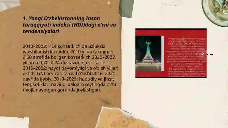 Yangi Oʻzbekistonning Inson taraqqiyoti indeksi (HDI)dagi oʻrni va tendensiyalari 3