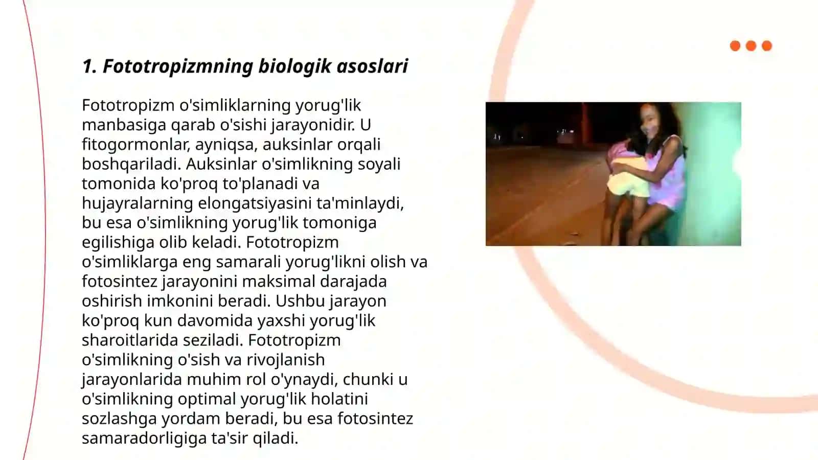 Osimliklarning fototropizim va fotonatsiýa geotropizim 3