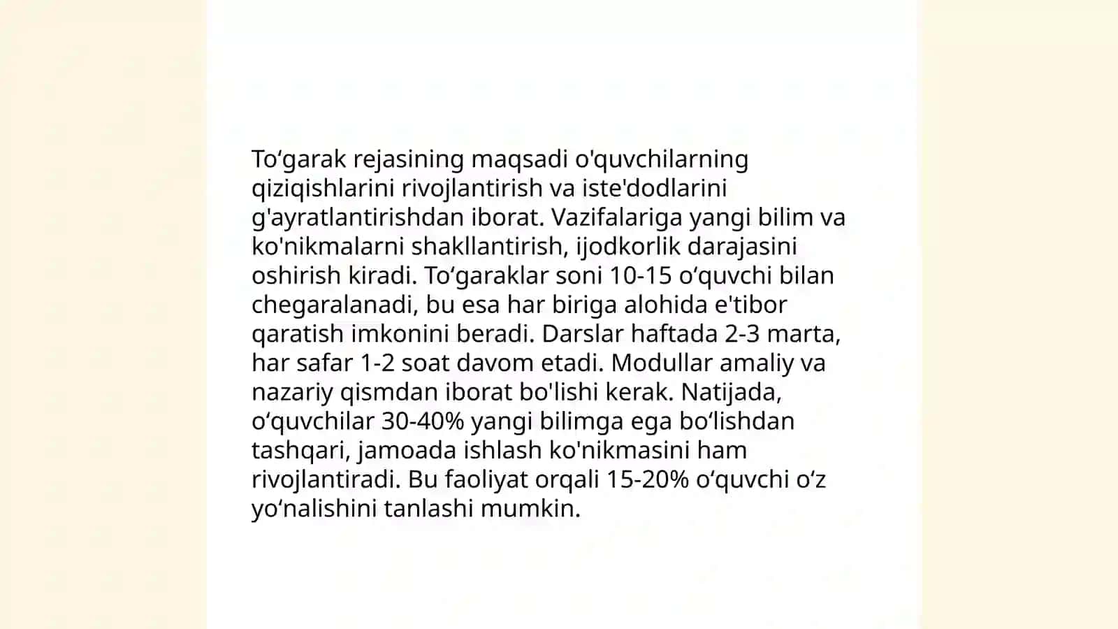 Toʻgarak rejasi va mashgʻulot ishlanmasini tuzish mavzusida 15 bet taqdimot 3