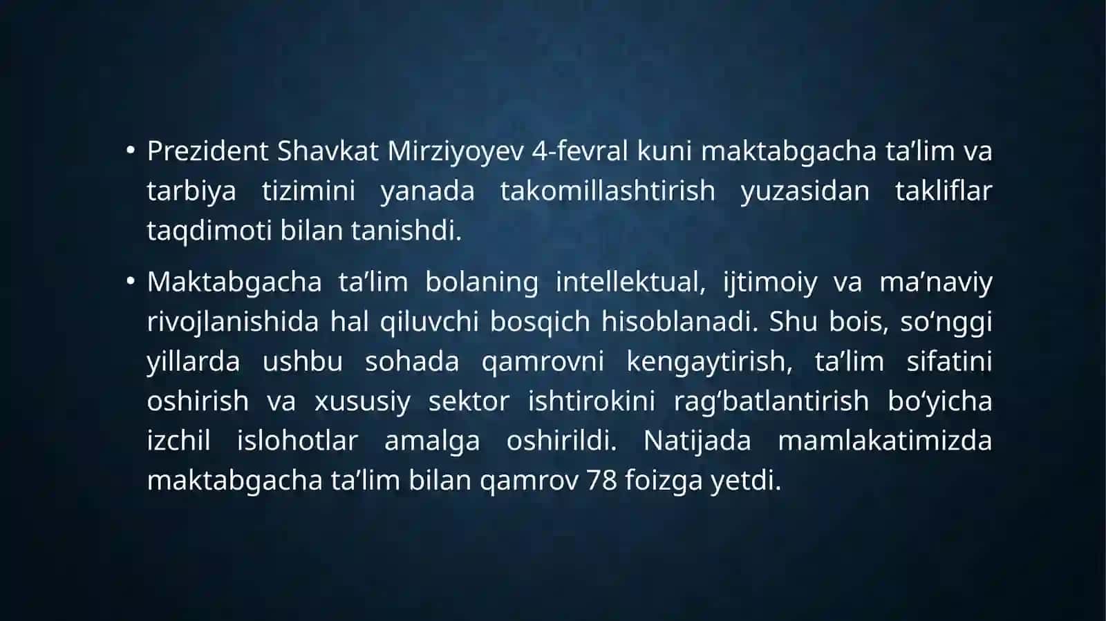 Maktabgacha taʼlim tizimida Prezident hujjatlarining amaliy qoʻllanilishi 3