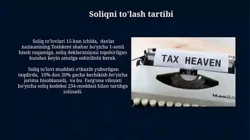 Yuridik shaxslardan olinadigon foyda soligini hisoblash tartibi va bujetda tulash tartibi 3
