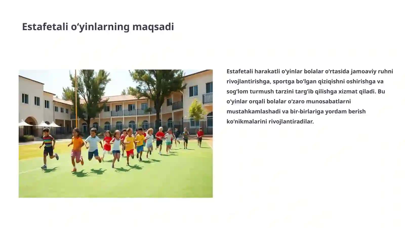 Estafetali harakatli o‘yinlarni o‘tkazish metodikasi 3