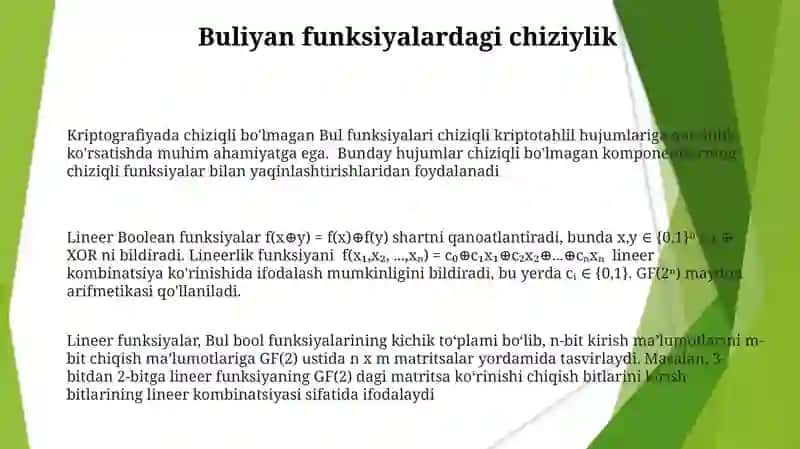 Chiziqli funksiyalar va bul funksiyasi 3