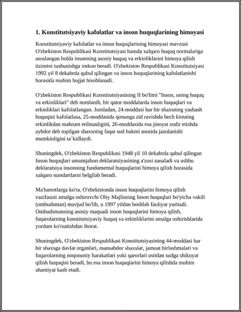 YANGI OʻZBEKISTONDA INSON HAQ-HUQUQLARI VA ERKINLIKLARI KAFOLATINI YARATILISHI 3