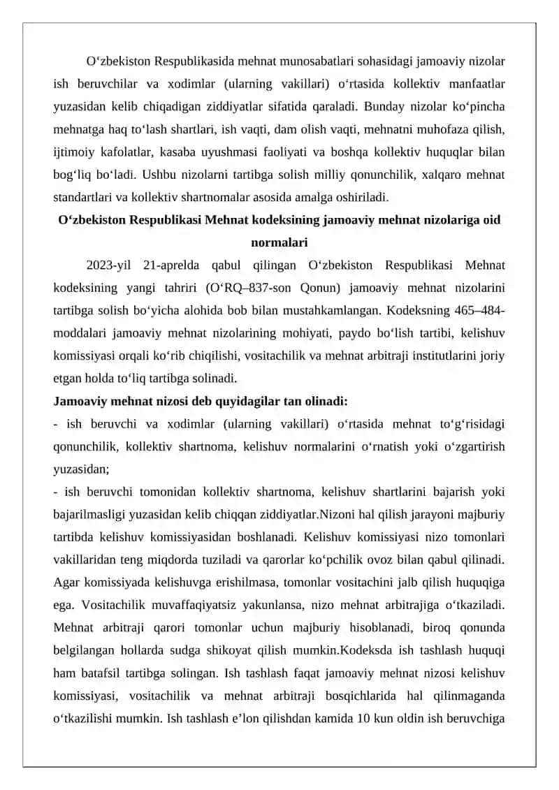 Jamoaviy mehnat nizolari tartibga solish 3