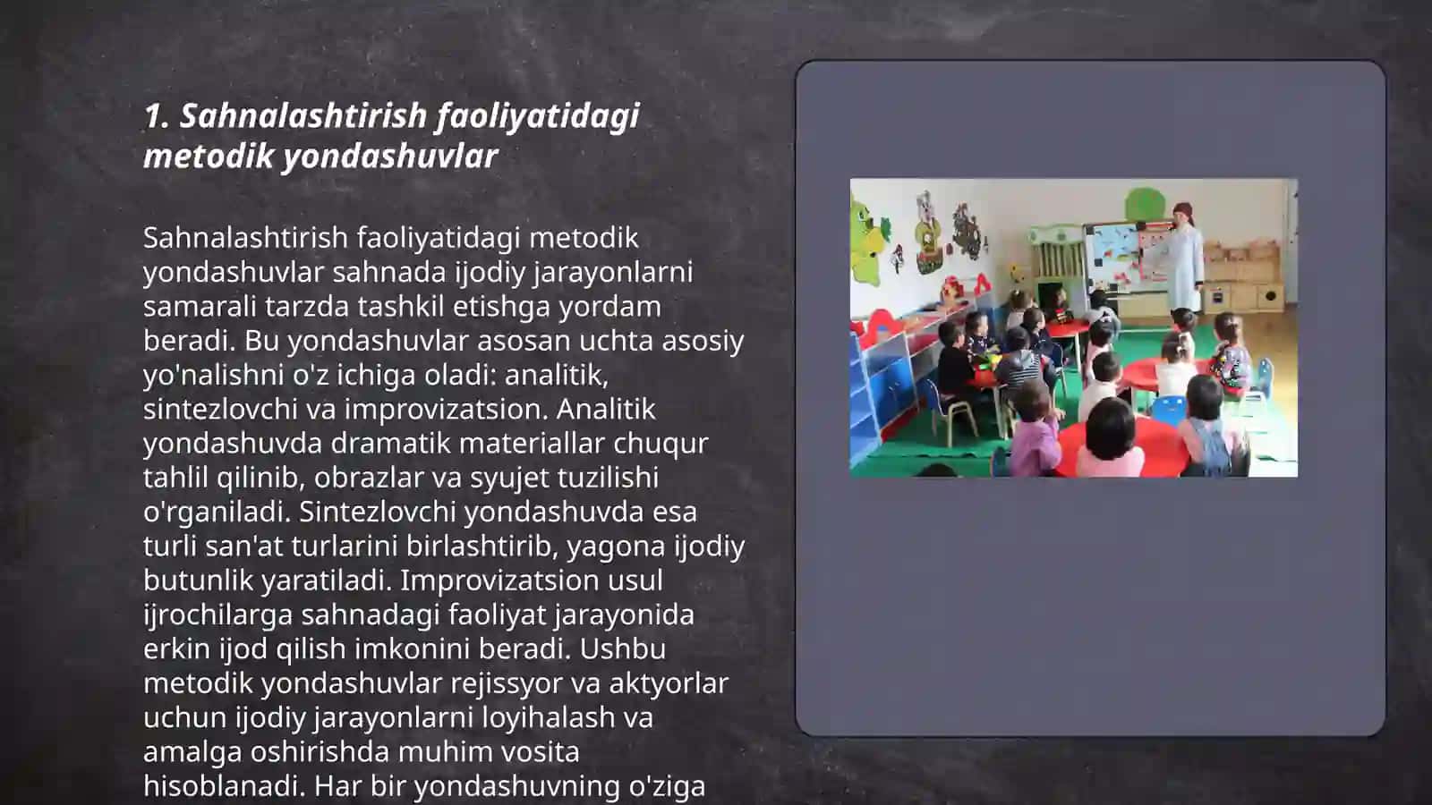 Sahnalashtirish faoliyatidagi metodik yondashuvlar 3