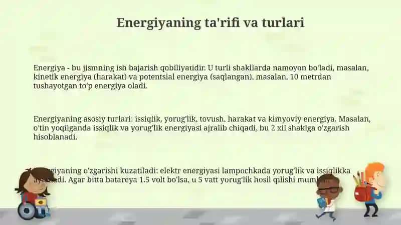 Boshlang'ich sinflarda energiya. Issiqlik va yorug‘lik. Tovush. Harakat va tezlik 3