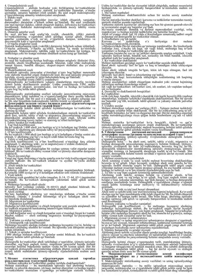 Statistika fanidan savollar to'plami (javoblari bilan) 3