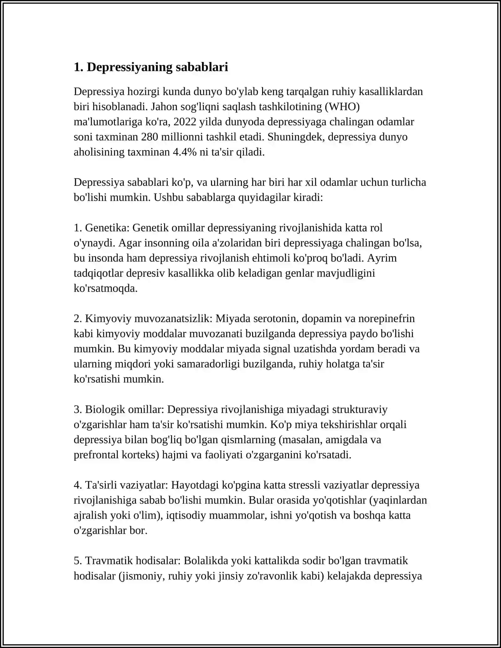 BUG'LATISH JARAYONI DEPRESIYA VA UNING TURLARINI ANIQLASH 3