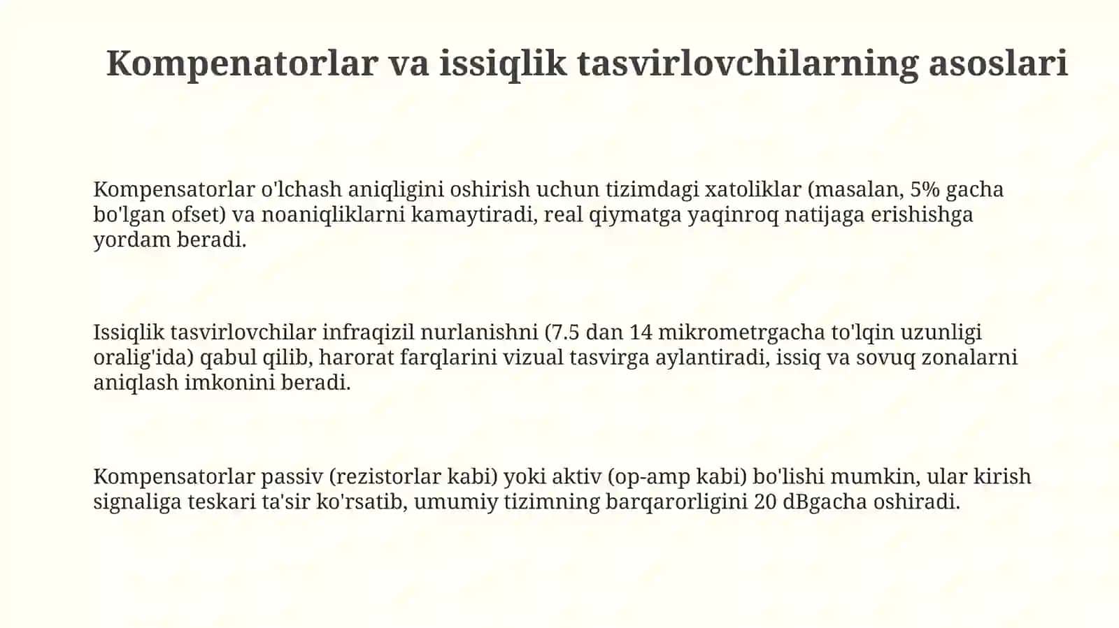 Kompenatorlar va issiqlik tasvirlovchilarning asoslari 3