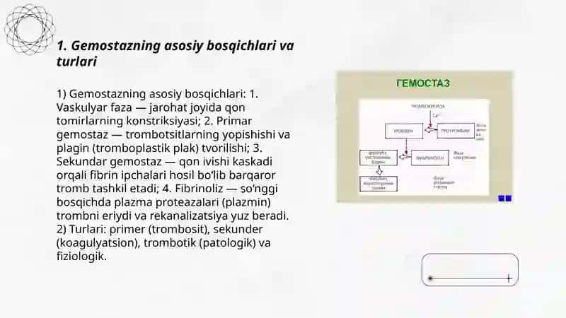 Gemostaz. Fibrinoliz. Tana haroratini boshqarilishi (temoregulatsiya) 3