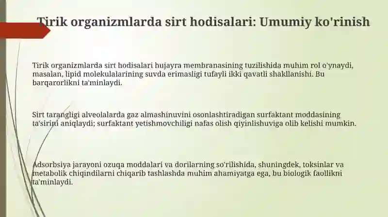 Tirik organizmlardagi sirt hodisalari.Xromotografiya 3