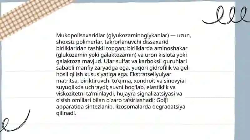 Mukopolisaxaridlar va ularning biologik ahamiyati 3
