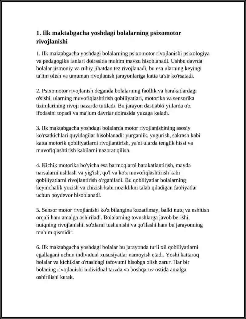 ILK MAKTABGACHA YOSHDAGI BOLALAR PEDAGOGIKASI FANIDAN OʻTILGAN MAVZULAR YUZASIDAN 20 TA TEST TUZISH 3