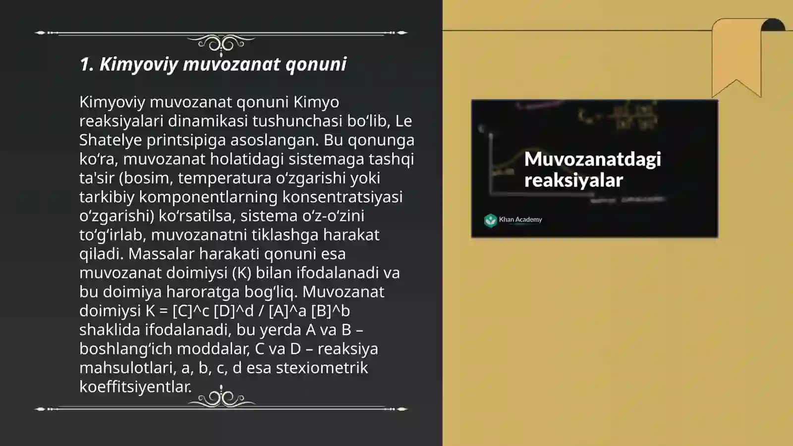 Kimyoviy muvozanat qonuni 3
