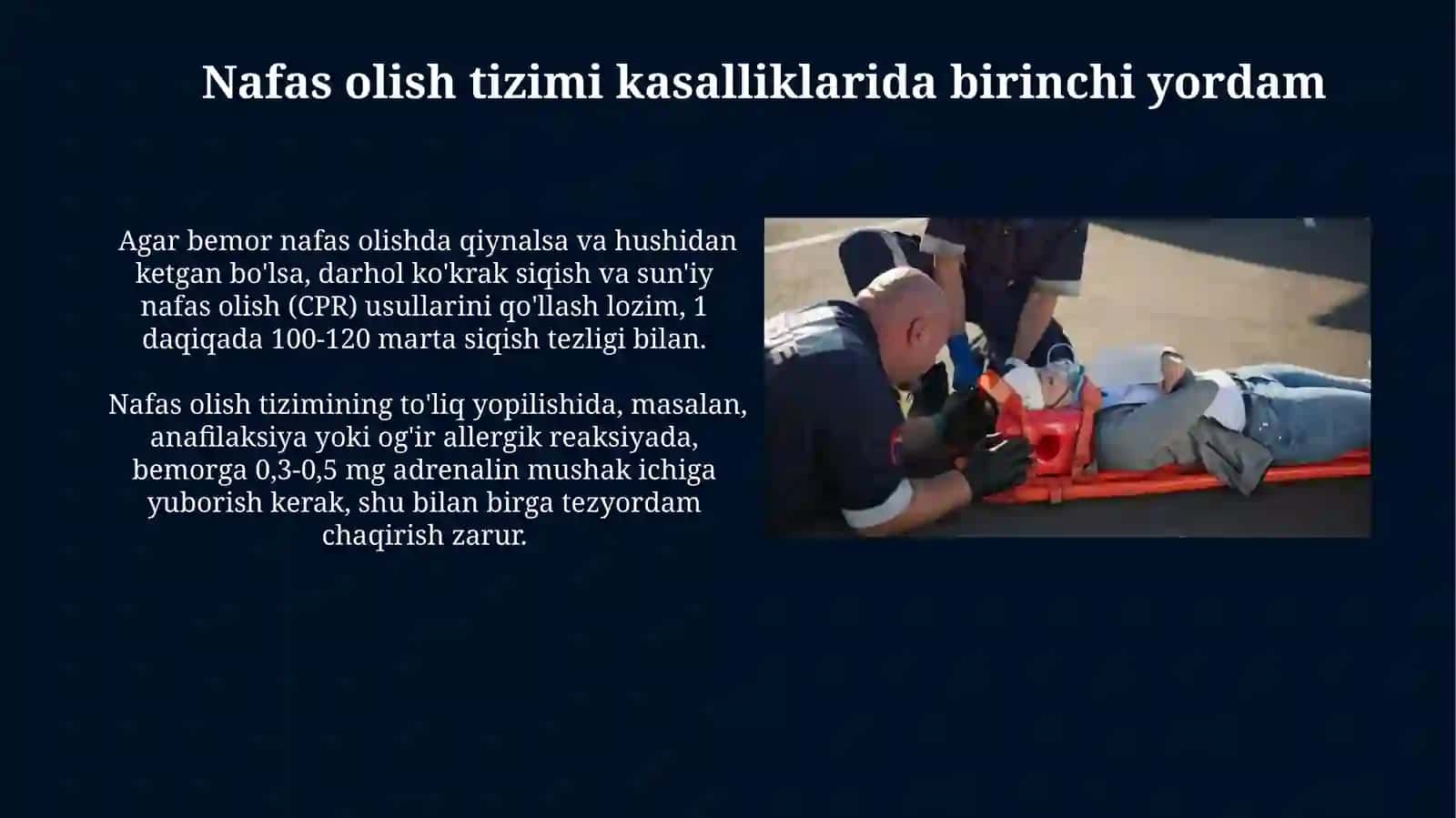 Laboratoriya diagnostika, bemorga aravada yordam berish va kochada birinchi yordamlarni korsatish 3