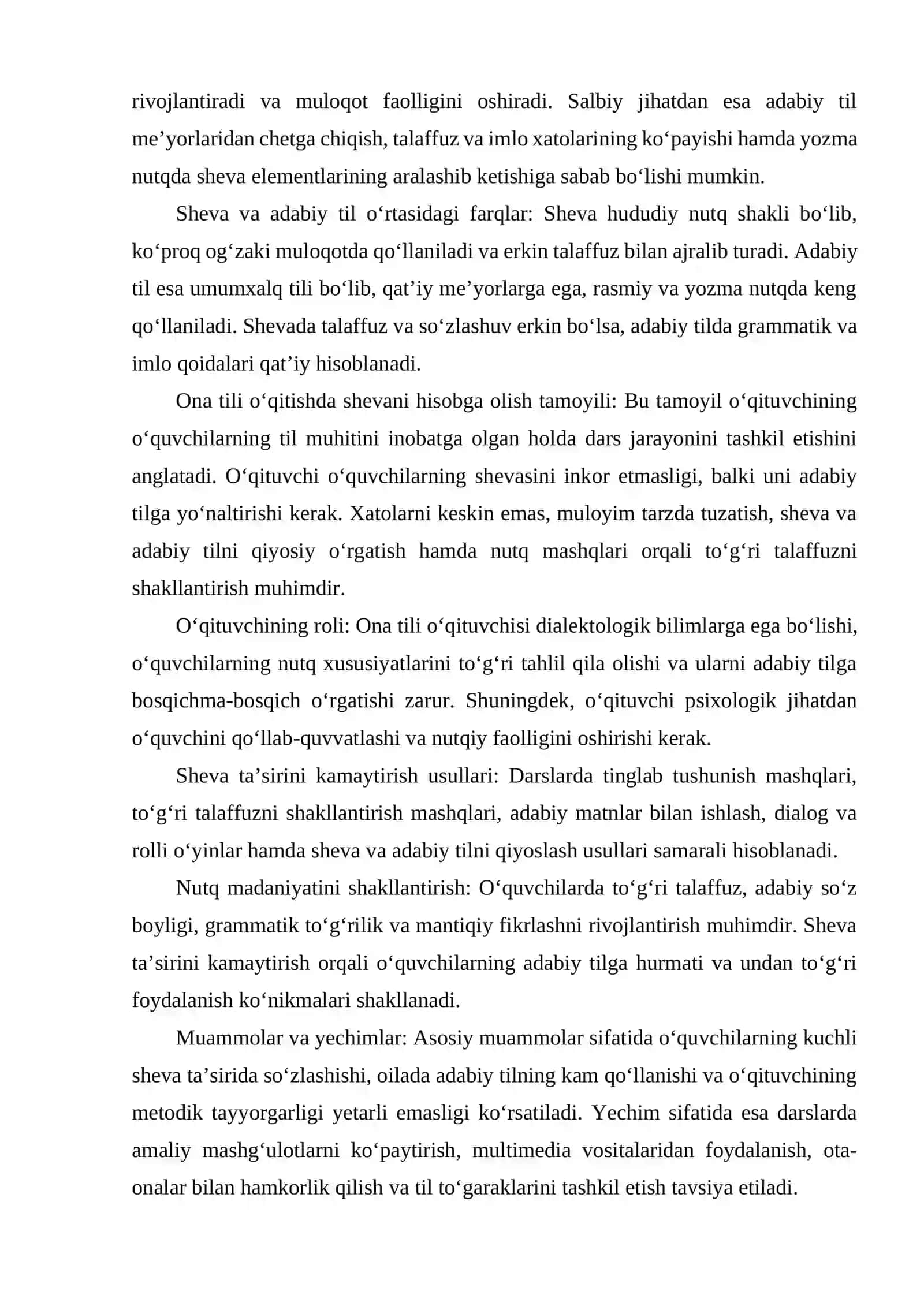 ONA TILI OʻQITISHDA MAHALLIY SHEVA SHAROITI VA TAʼSIRINI HISOBGA OLISH TAMOYILI. 3
