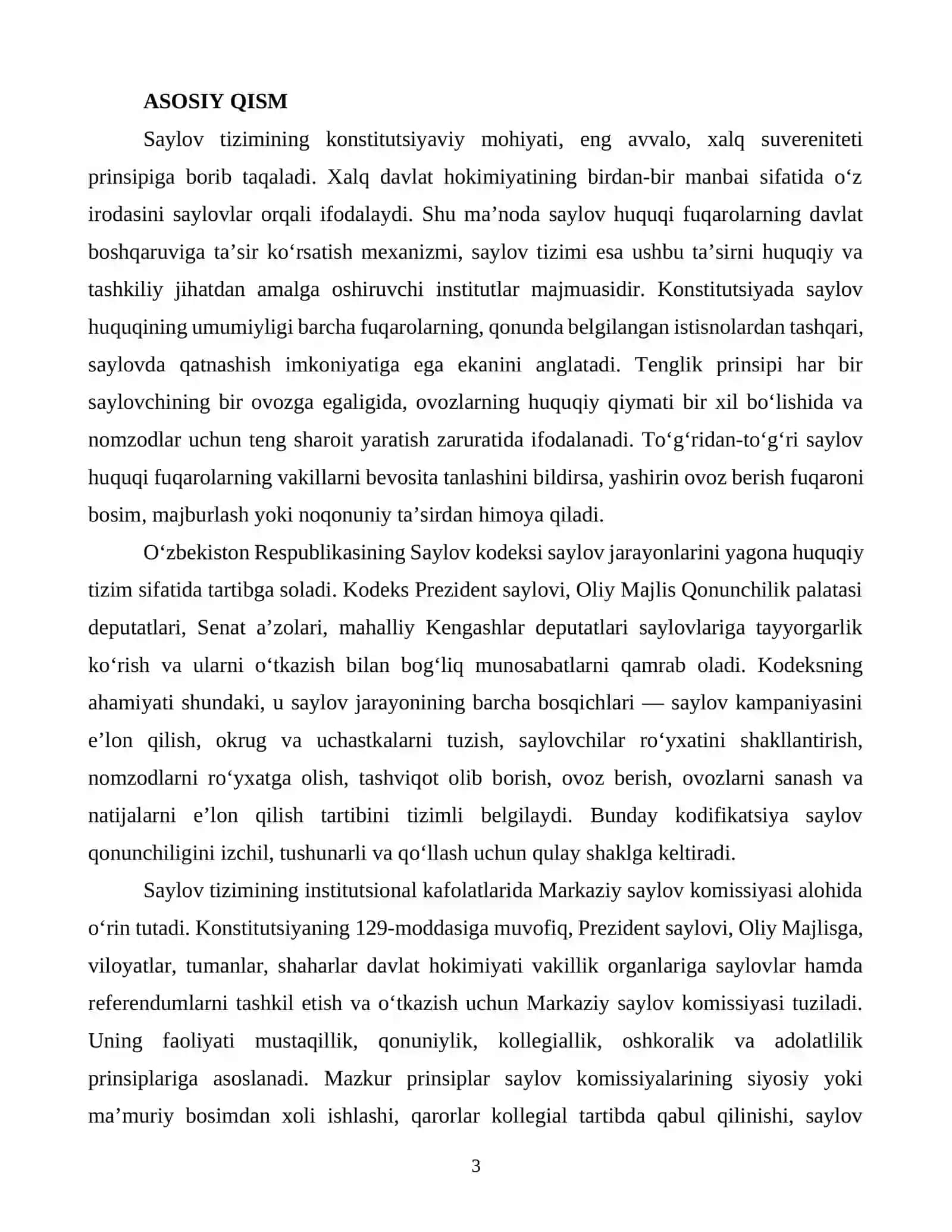 OʻZBEKISTONDA SAYLOV TIZIMI VA SAYLOV HUQUQINING KONSTITUTSIYAVIY ASOSLARI 3
