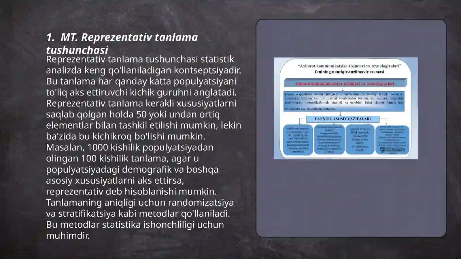 MT. Reprezentativ tanlama kuzatishtashkil qilish muammolari 3