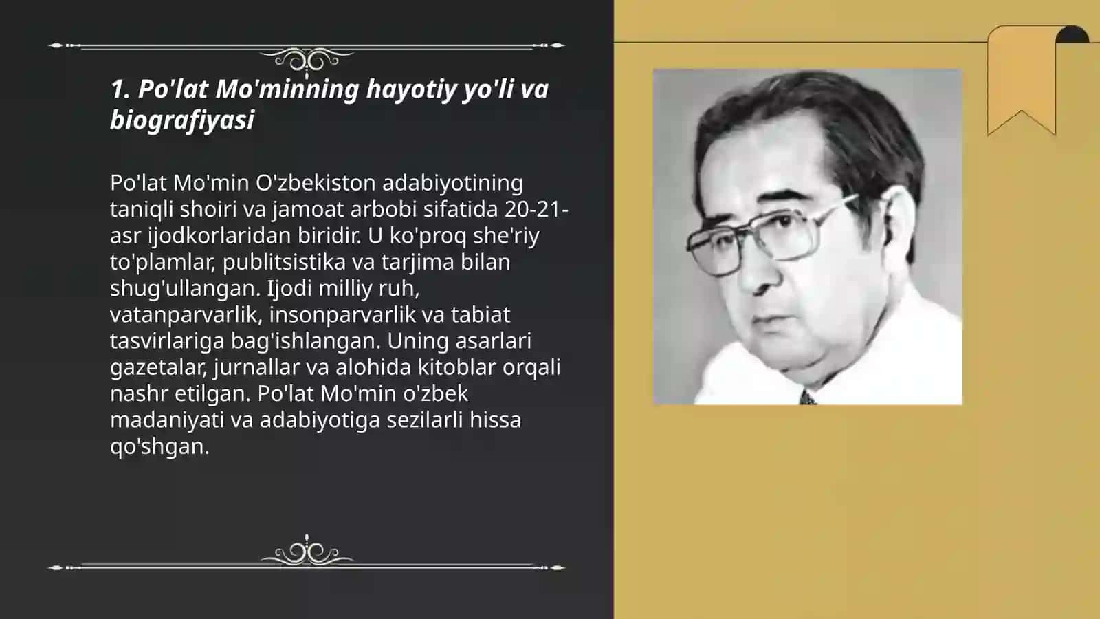 Po'lat Mo'minning hayot va ijodi 3