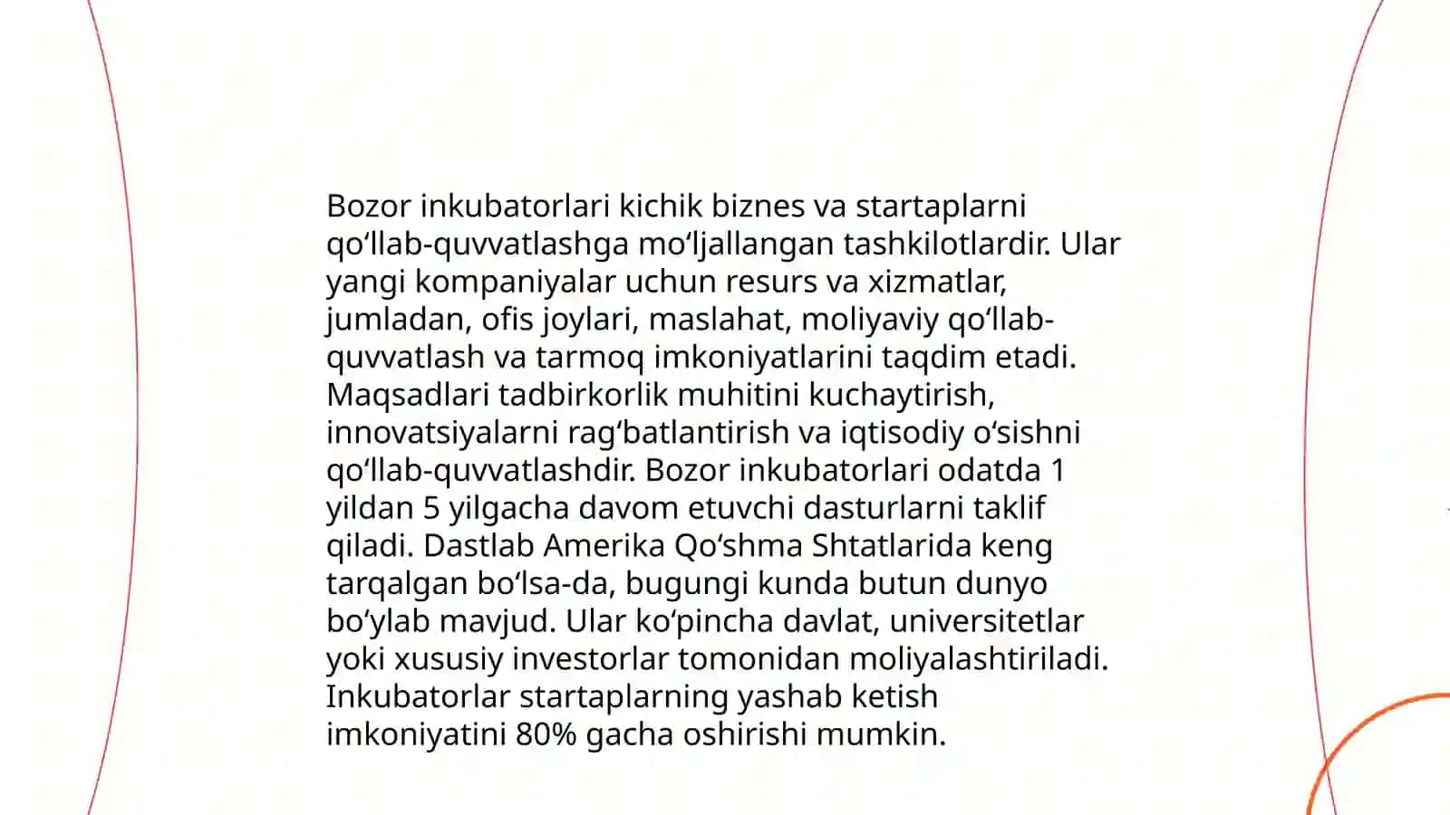 Bozor inkubatorlari va ularni innovatsion infratuzilmalarini rivojlantirishdagi ahamiyati 3