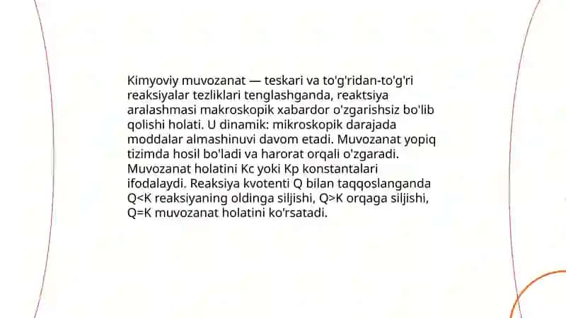 Kimyoviy muvozanat va uning siljishi 3