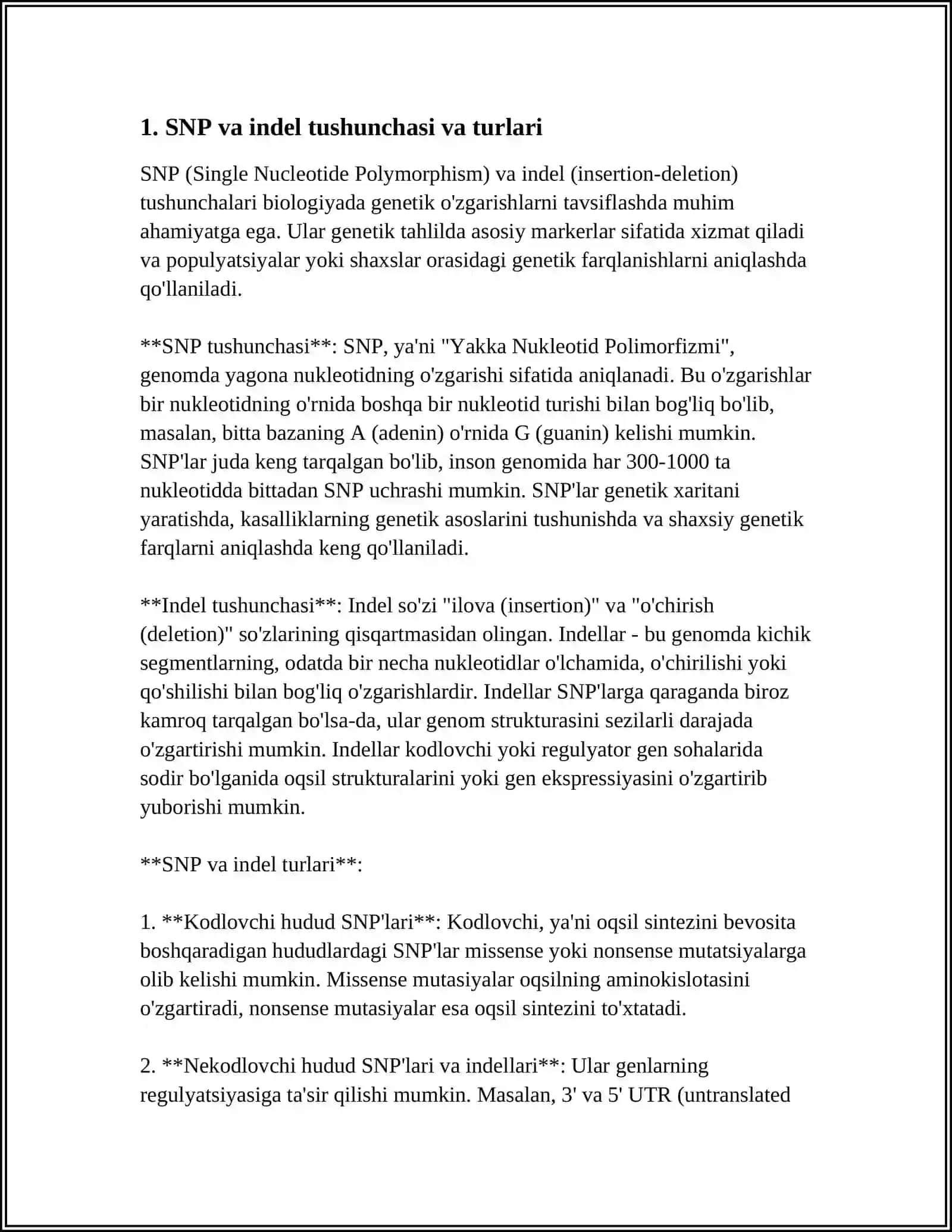 GENETIK VARIANTLARNI ANIQLASH SNP VA INDEL TAHLILI 3