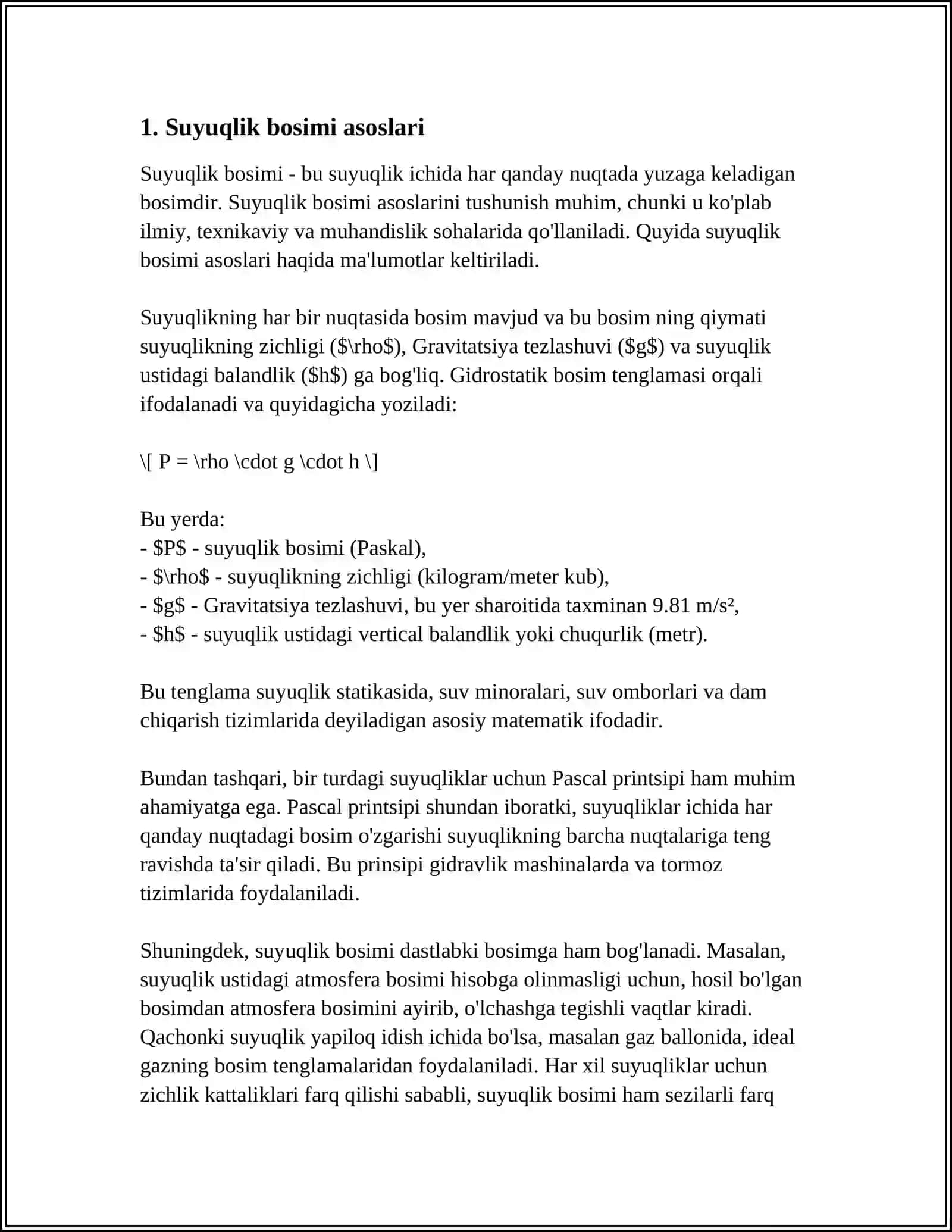 EGRI CHIZIQLI SIRTGA SUYUQLIK BOSIMI 3