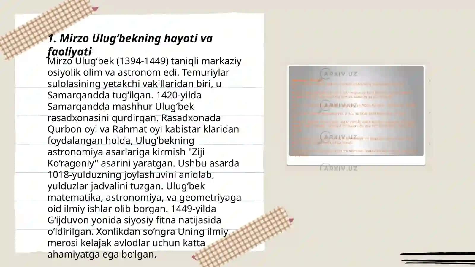 Mirzo Ulug‘bek - davlat arbobi va buyuk olim” 3