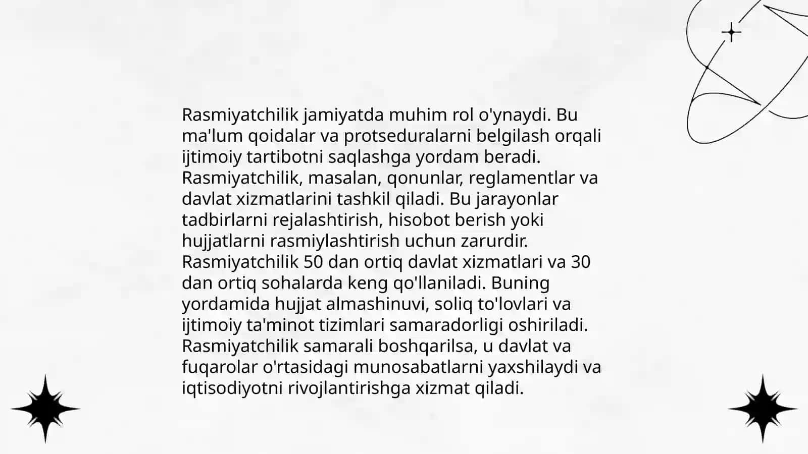 Rasmiyatchilikning o'rni 3