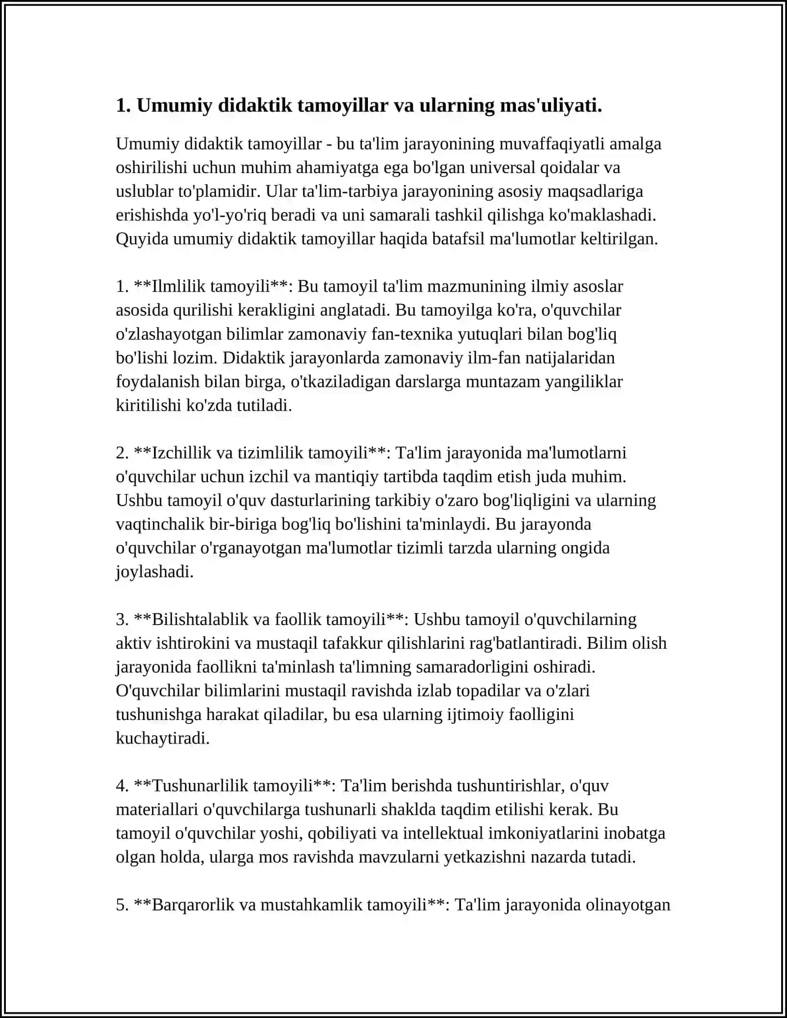 UMUMIY DIDAKTIK TAMOYILLAR BILAN MAXSUS DIDAKTIK TAMOYILLAR O'RTASIDAGI BOG'LIQLIKNI "FSMU STRATEGIYASI " ASOSIDA YORITISH 3