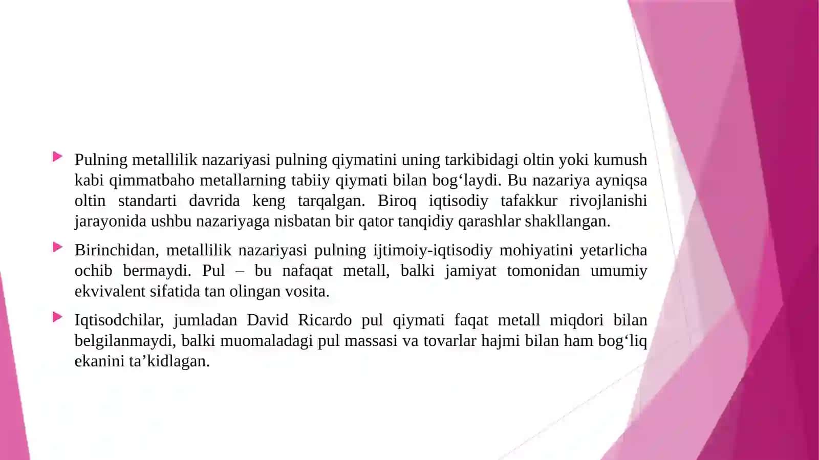 Pulning metallilik nazariyasiga nisbatan tanqidiy qarashlar 3