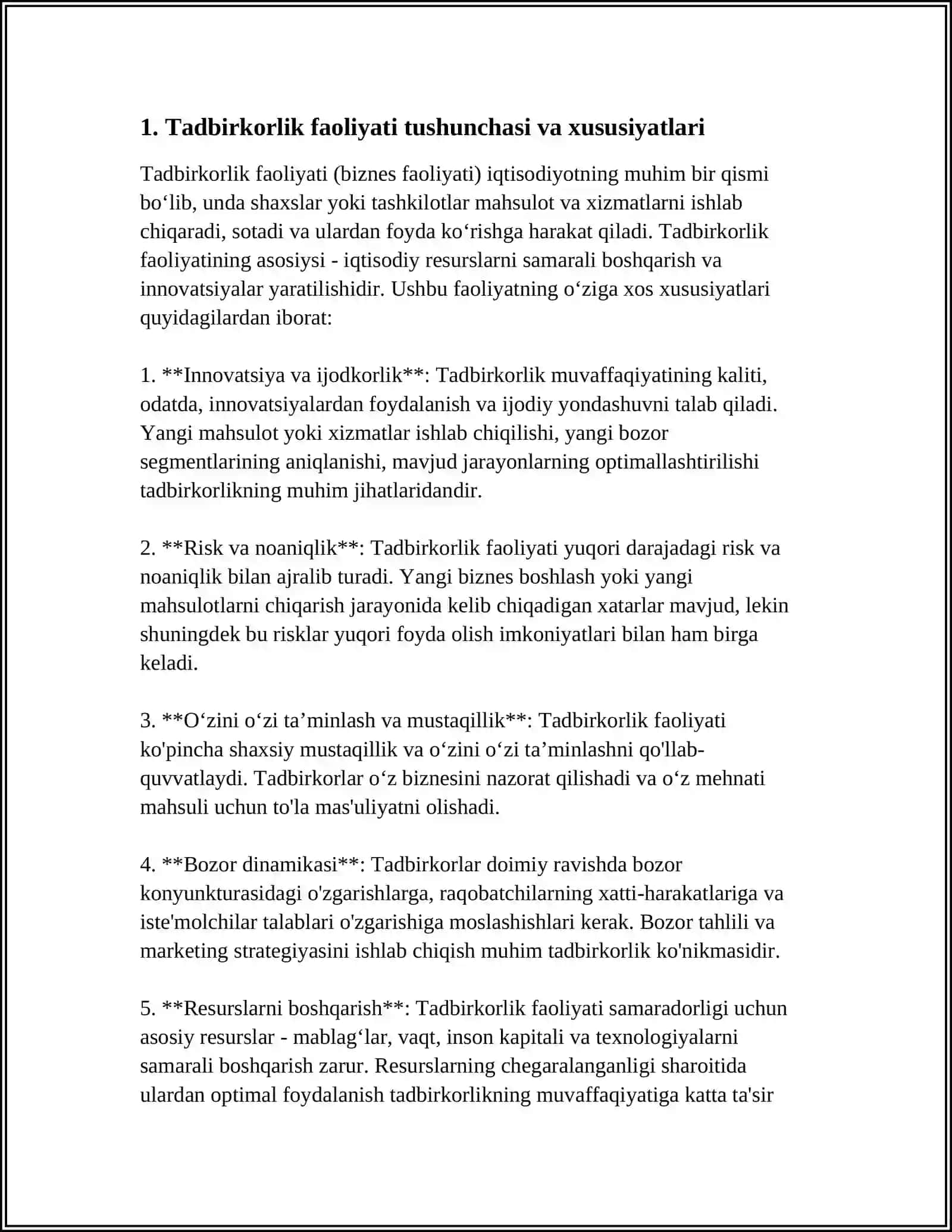 TADBIRKORLIK FAOLIYATI VA TADBIRKORLIK KAPITALI 3