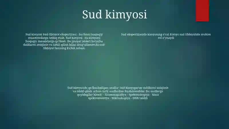 Kriminalistikada Kimyoni OʻRni 3