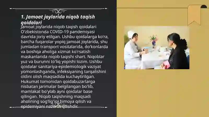 Jamoat joylarida niqob taqish qoidalari 3