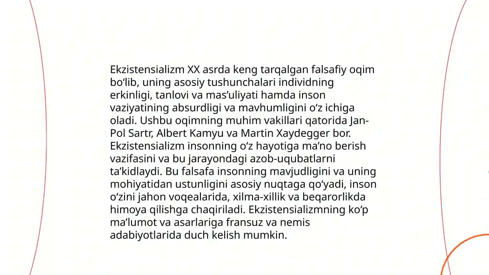Ekzistensializm. A. kamyu. " Begona" romanining tahlili 3