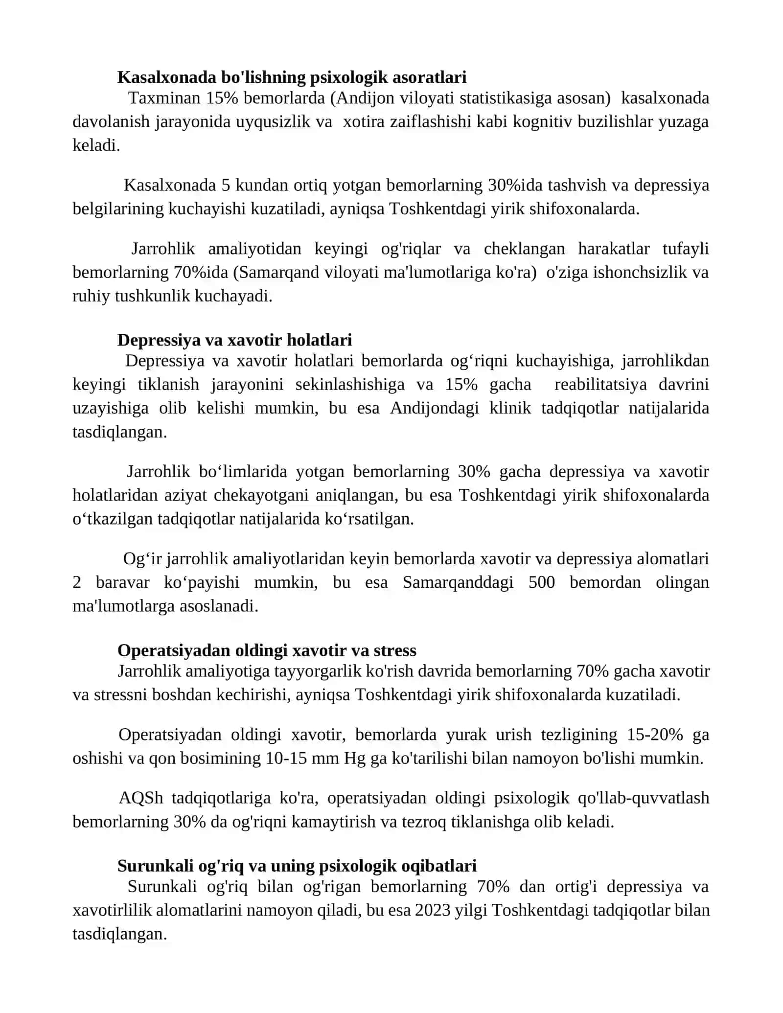 Jarrohlik bõlimlaridagi bemorlar psixalogiyasi masalalari 3
