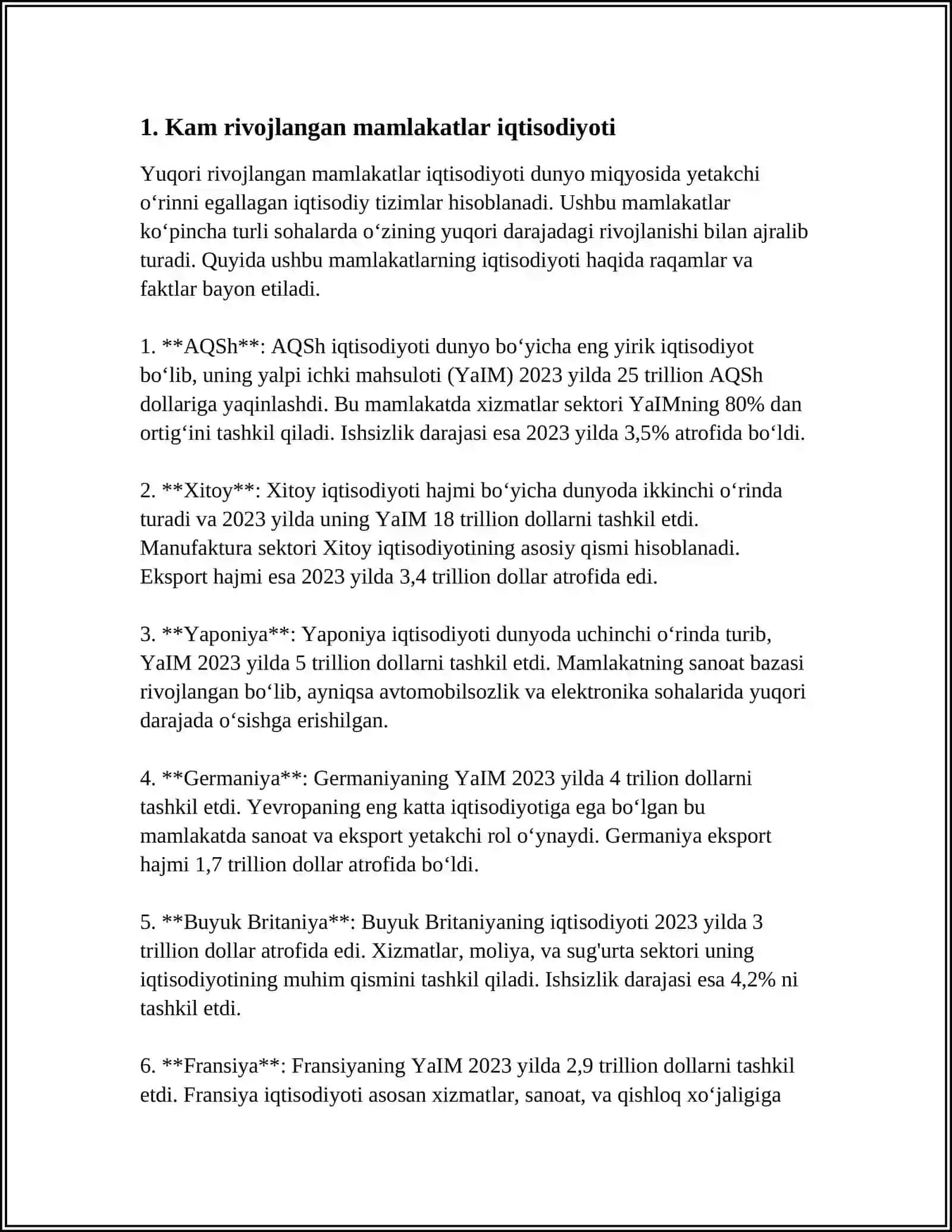 RIVOJLANAYOTGAN MAMLAKATLAR IQTISODIYOT TO'G'RISIDAGI NAZARIYALARI 3