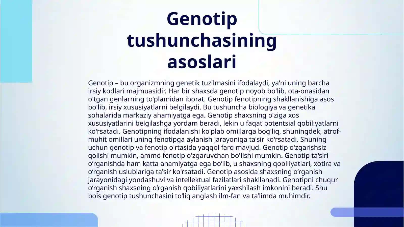 SHAXSNING ÓRGANISHDA GENOTIPIK VA FENOTIPIK FAKTORLAR 3