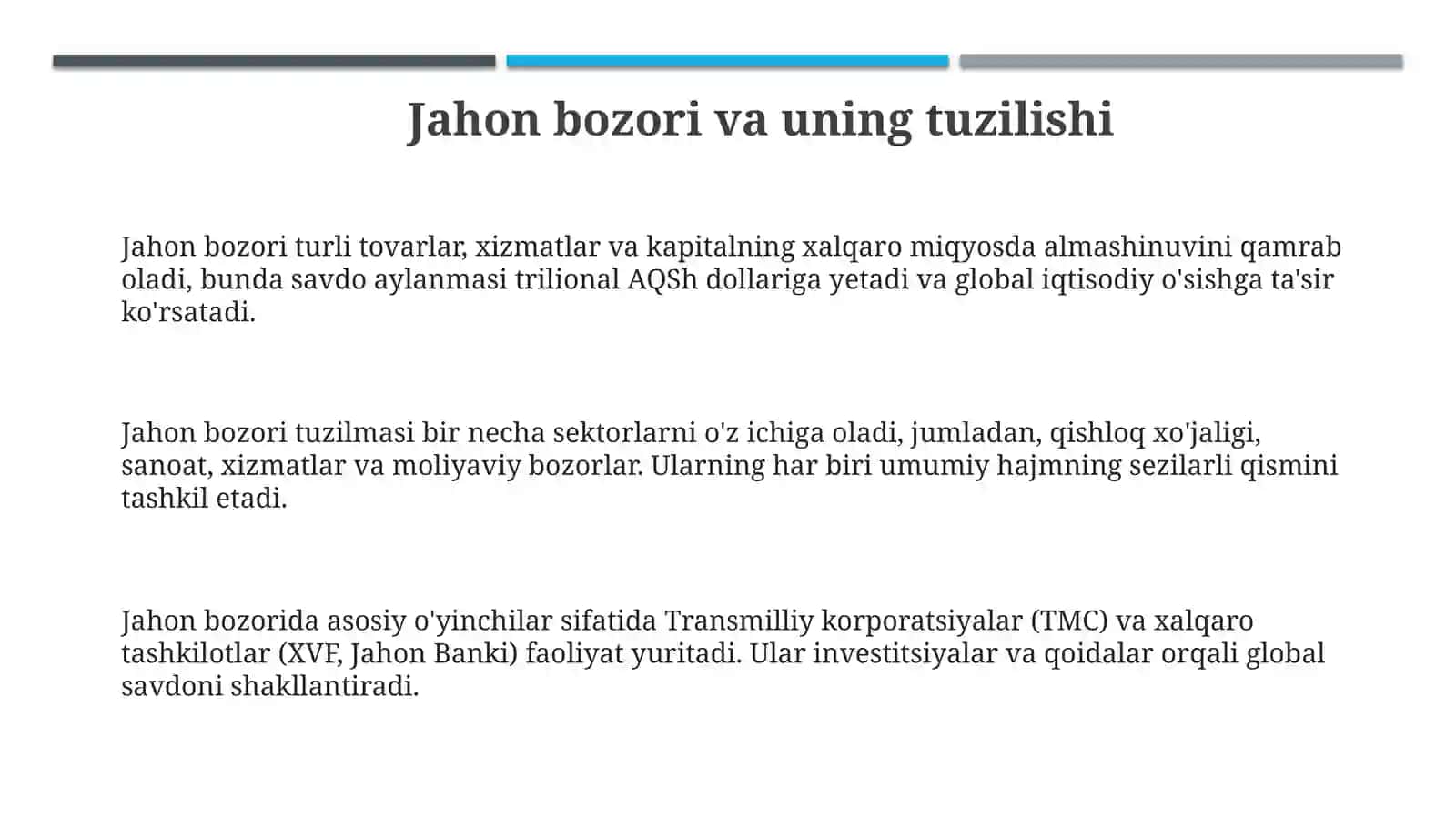 Jahon bozori. Xalqaro valyuta va kredit munosabatlari 3