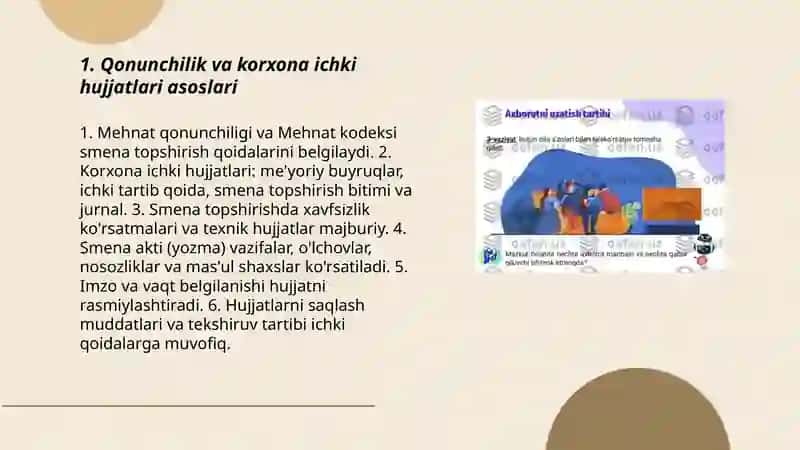 Karyerlarda smenani topshirish va qabul qilish tartibi 3