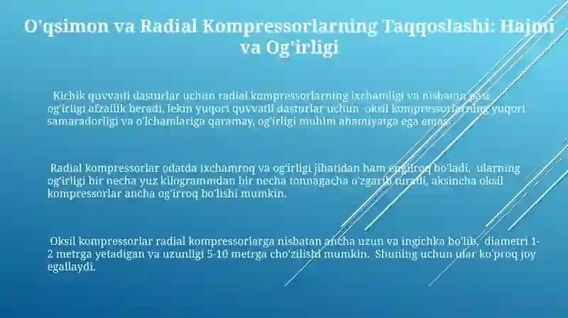 Aksiyal va radial kompressorlar: taqqoslash va qoʻllanilish sohalari 3