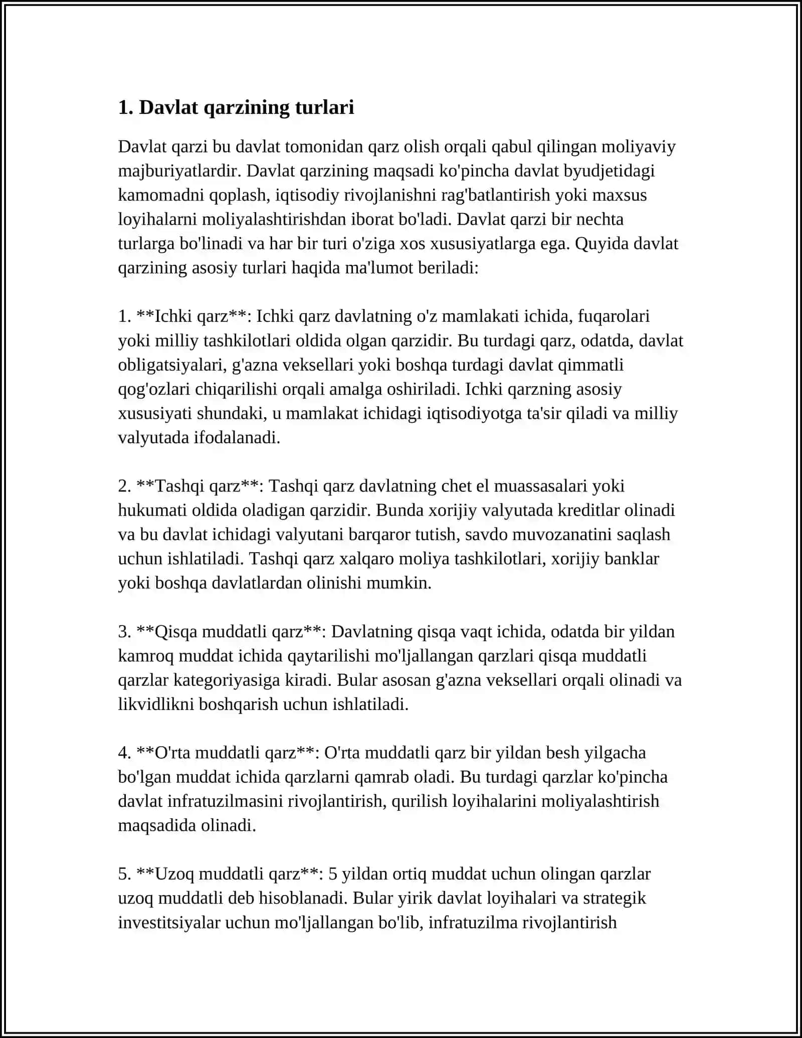 O'ZBEKSTON RESPUBLIKASIDA DAVLAT QARZI VA DINAMIKSI 3