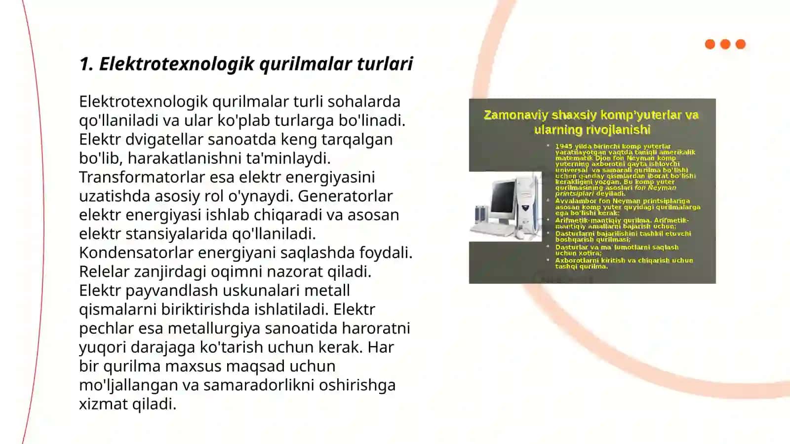Elektrotexnologik qurilmalarning guruhlari va tavsiflari 3